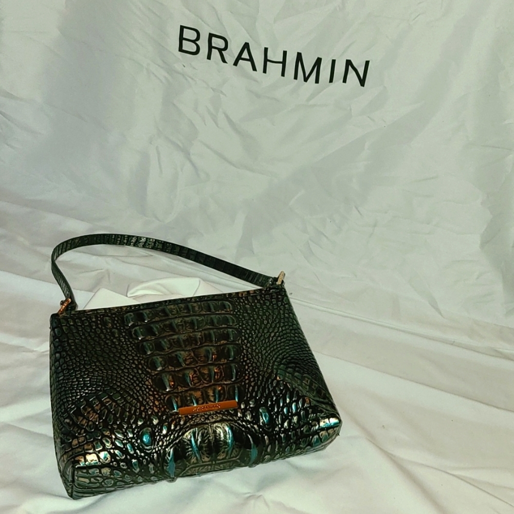 BRAHMIN Lorelei embossed leather bag in blue agate